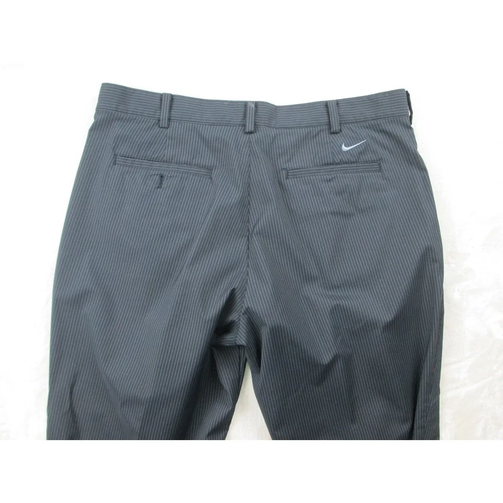 Nike Pants Mens 36 Black Chino‎ Pinstripe Preppy Lightweight Golf DriFit 36X30*
